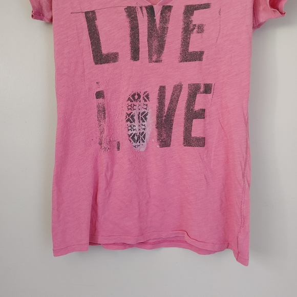 Aerie Graphic Tee V-neck T-Shirt Live Love Size Medium Pink - Picture 6 of 12